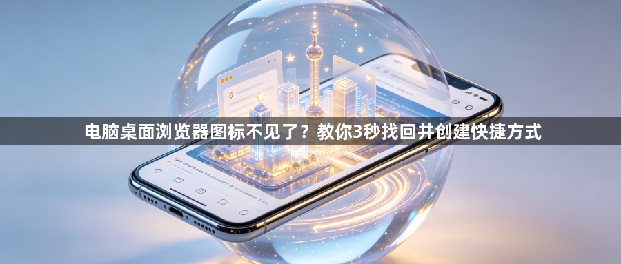 电脑桌面浏览器图标不见了？教你3秒找回并创建快捷方式1