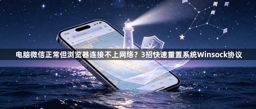 电脑微信正常但浏览器连接不上网络？3招快速重置系统Winsock协议1
